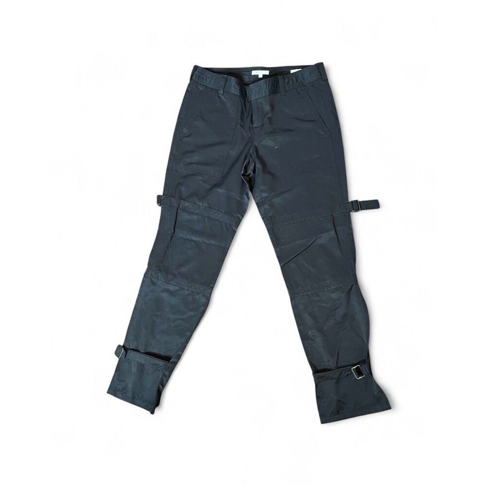 VTG Vince Black Strap Pants Women’s Size 6, Edgy Buckle Detail Cargo Trousers